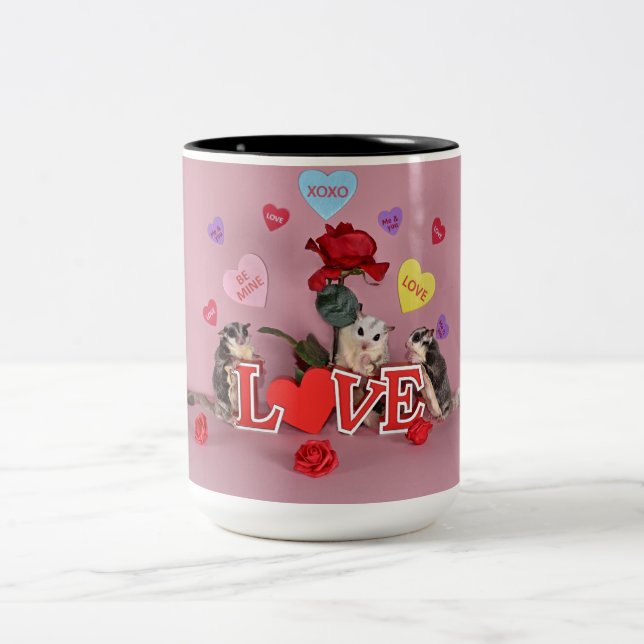 Sugar Glider Valentine Zweifarbige Tasse (Mittel)