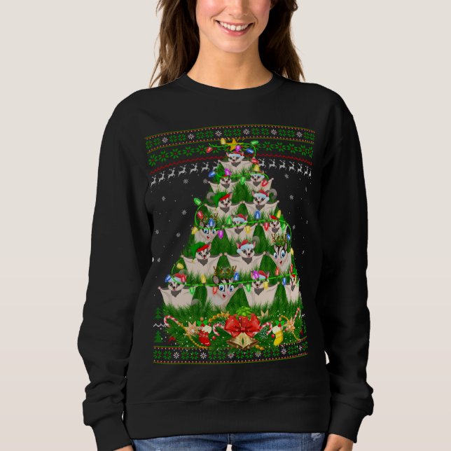 Sugar Glider Xmas Licht Tree Zucker Glider Ugly Sweatshirt (Vorderseite)