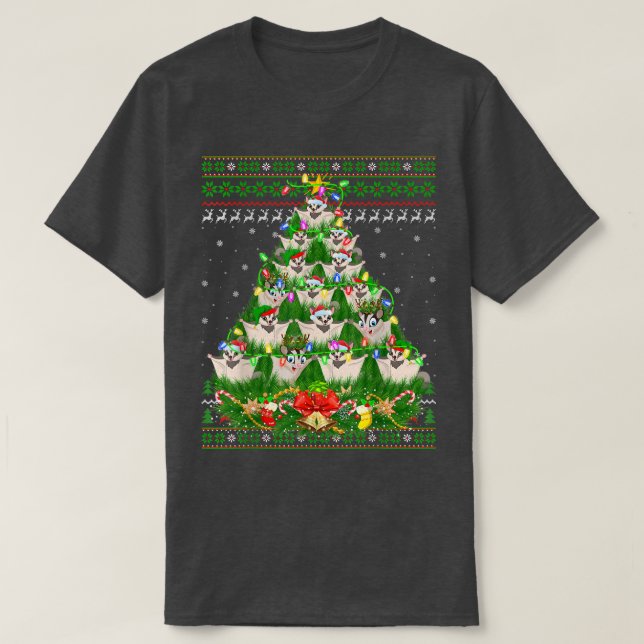 Sugar Glider Xmas Licht Tree Zucker Glider Ugly T-Shirt (Design vorne)
