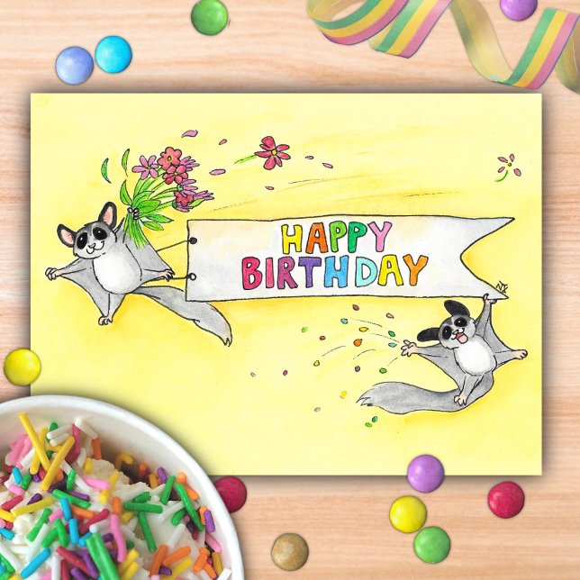 Sugar Gliders Happy Birthday Postkarte (Von Creator hochgeladen)