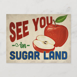 Sugar Land Texas Apple - Vintage Travel Postkarte