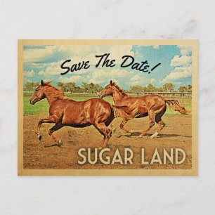 Sugar Land Texas Save the Date Pferde Ankündigungspostkarte