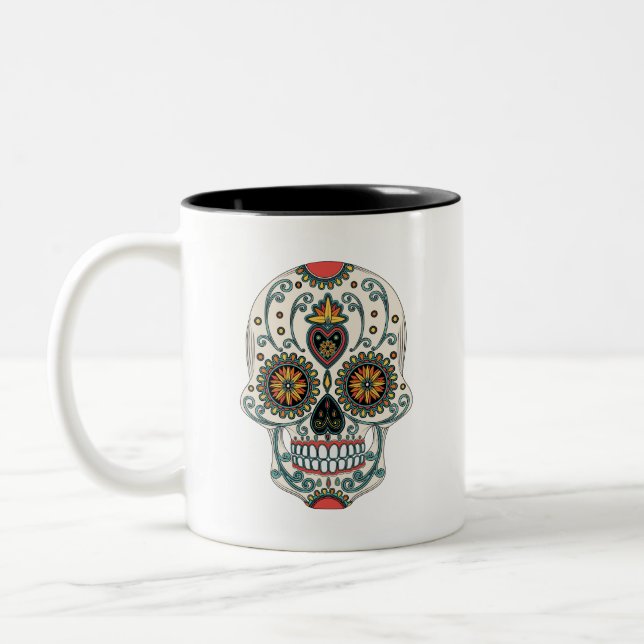 Sugar Liebe Skull Dia De Los Muertos Day of the De Zweifarbige Tasse (Links)