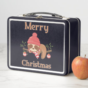 Sugar Niedlich Sloth Christmas Metall Brotdose