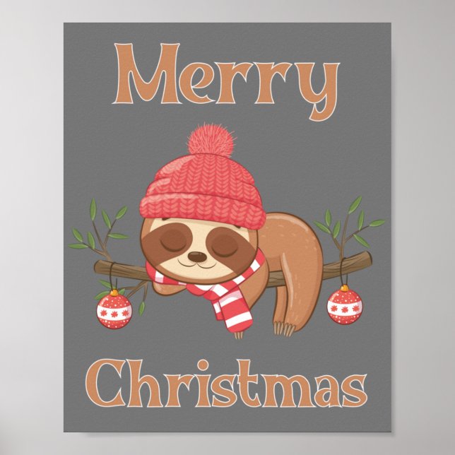 Sugar Niedlich Sloth Christmas Poster (Vorne)