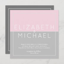 Sugar Pink Gray Moderne Hochzeitseinladung