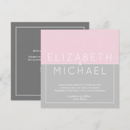 Sugar Pink Gray Moderne Hochzeitseinladung Einladung
