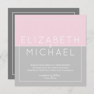 Sugar Pink Gray Moderne Hochzeitseinladung Einladung