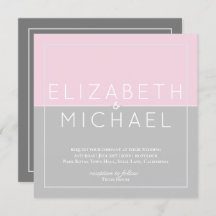 Sugar Pink Gray Moderne Hochzeitseinladung