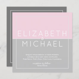 Sugar Pink Gray Moderne Hochzeitseinladung Einladung