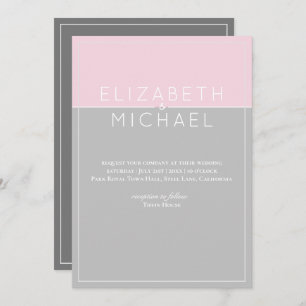 Sugar Pink Gray Moderne Hochzeitseinladung Einladung
