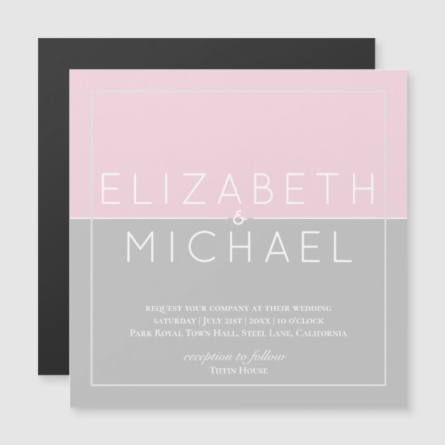 Sugar Pink Gray Wedding Save the Date Magnet (Vorne/Hinten)