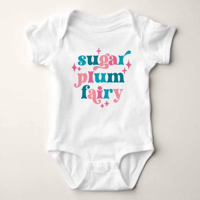 Sugar Plum Fairy Typografy Art Personalisiert Baby Strampler (Vorderseite)