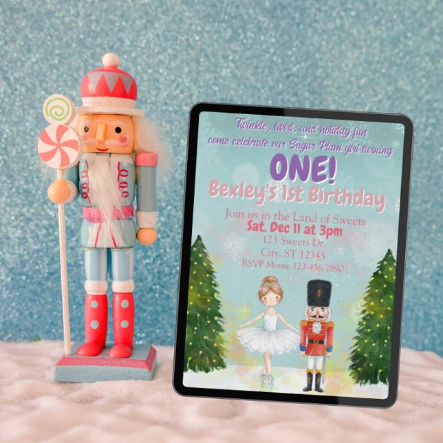 Sugar Plum ist Eins, Nutcracker 1. Geburtstag Einladung (Von Creator hochgeladen)