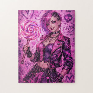 Sugar Rush Rebel: Neon-Süßigkeiten-Chaos Puzzle