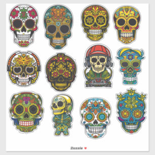 Sugar Skull Art 12 Piece Celebration Pack Aufkleber