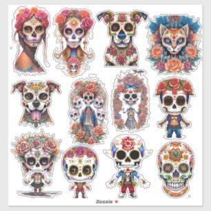 Sugar Skull Art 12 Piece Wasserfarbpack Aufkleber