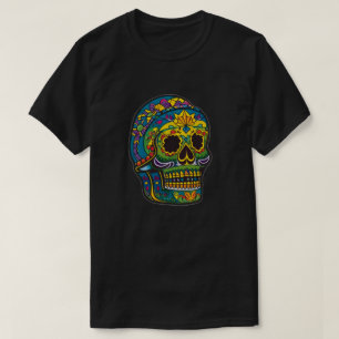 Sugar Skull Art - Blau mit Golden Makeup T-Shirt