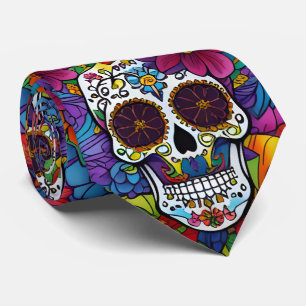 Sugar Skull Art - Blumenfiesta Krawatte