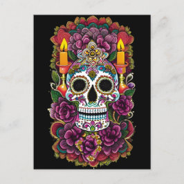 Sugar Skull Art - Candle Lit Altar Postkarte