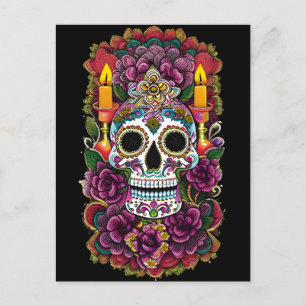 Sugar Skull Art - Candle Lit Altar Postkarte