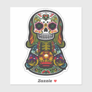 Sugar Skull Art - Candle-Lit Female Skelett Aufkleber