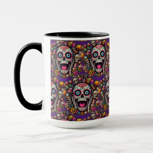 Sugar Skull Art - Candy Skull Überraschung Tasse (Links)