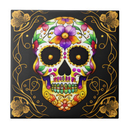 Sugar Skull Art - Captivation Dia de los Muertos Fliese