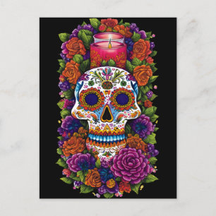 Sugar Skull Art - Celebrate Dia de los Muertos Postkarte