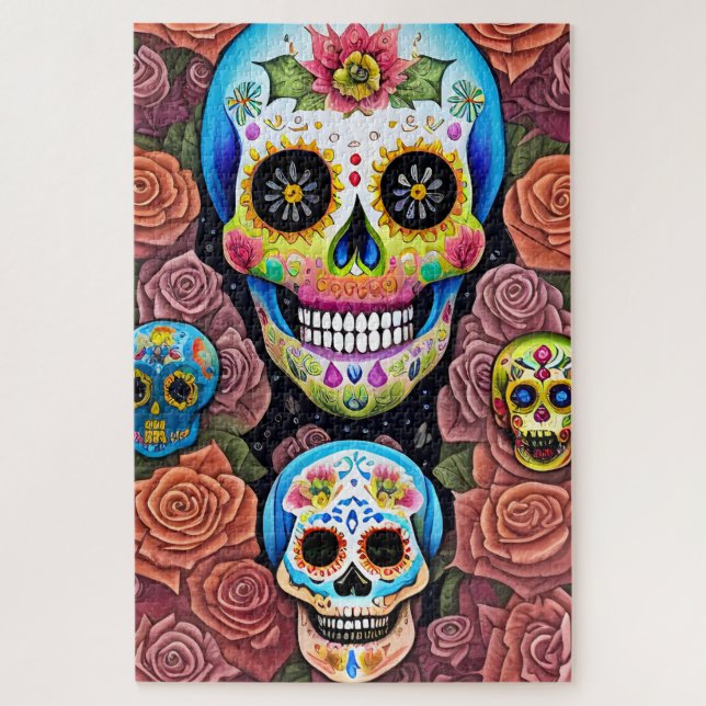 Sugar Skull Art - Celebrate Dia de los Muertos Puzzle (Vertikal)