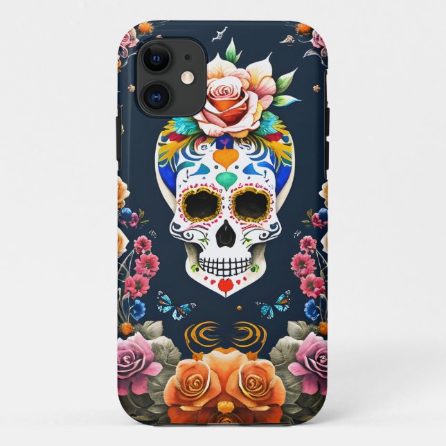 Sugar Skull Art - Celebrate Life Case-Mate iPhone Hülle (Rückseite)