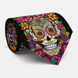 Sugar Skull Art - Colorful Dia de los Muertos Krawatte