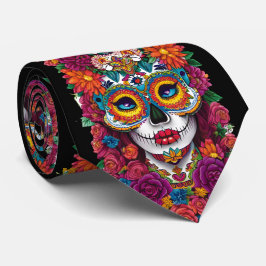 Sugar Skull Art - Colorful Dia de los Muertos Krawatte