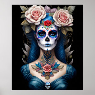 Sugar Skull Art - Colorful Dia de los Muertos Poster