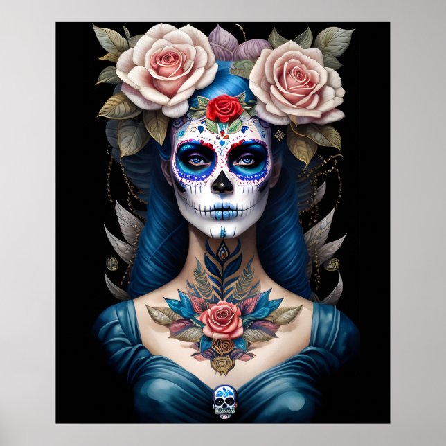 Sugar Skull Art - Colorful Dia de los Muertos Poster (Vorne)