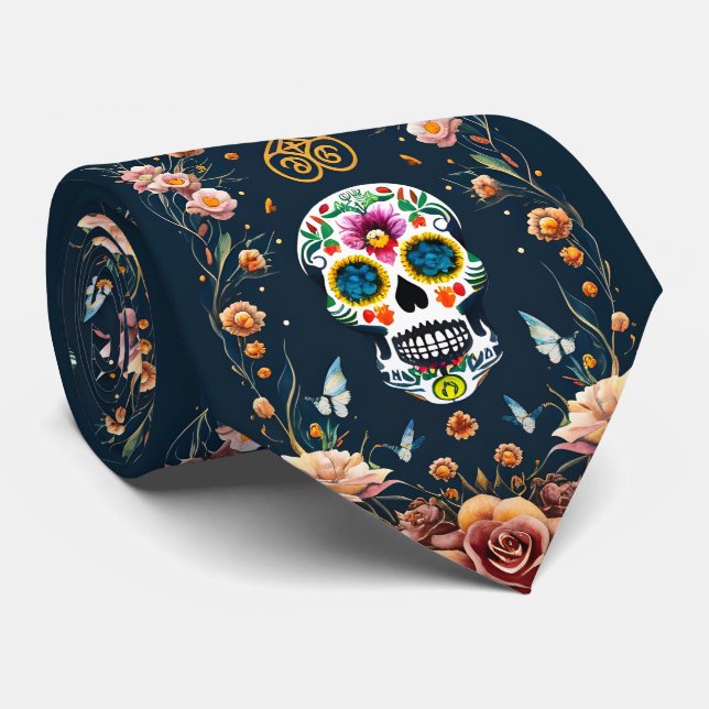 Sugar Skull Art - Der Feierliche Geist Krawatte (Gerollt)