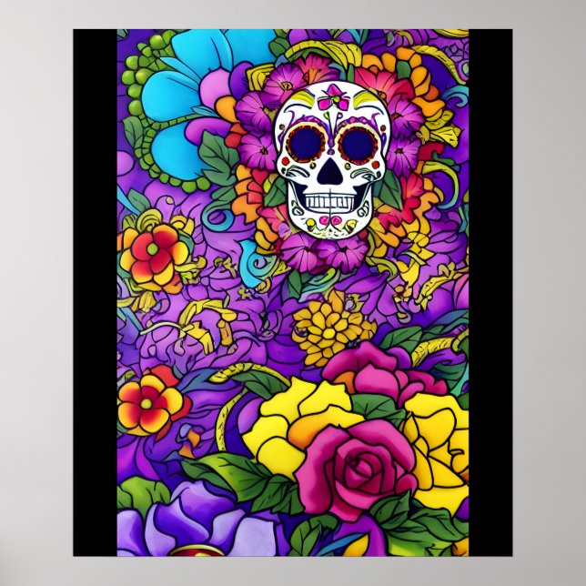 Sugar Skull Art - Día de los Muertos Poster (Vorne)