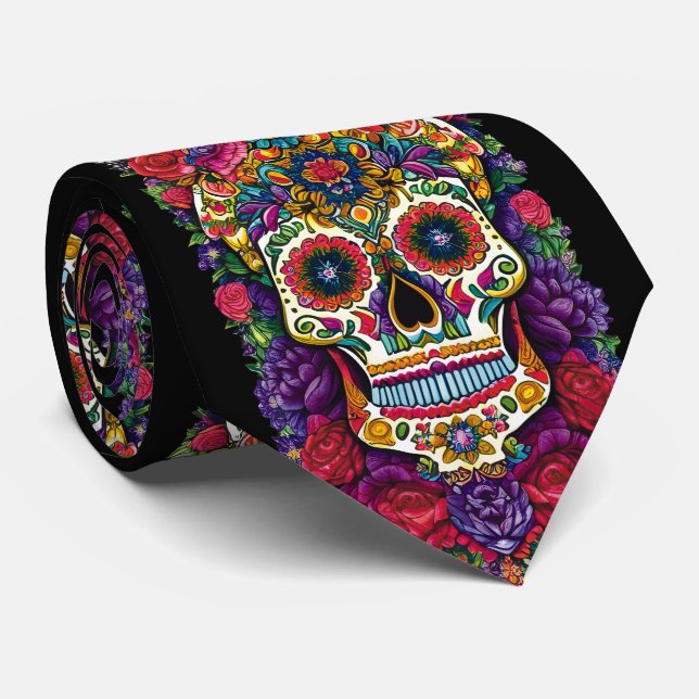 Sugar Skull Art - Eine bunte Hommage Krawatte (Gerollt)