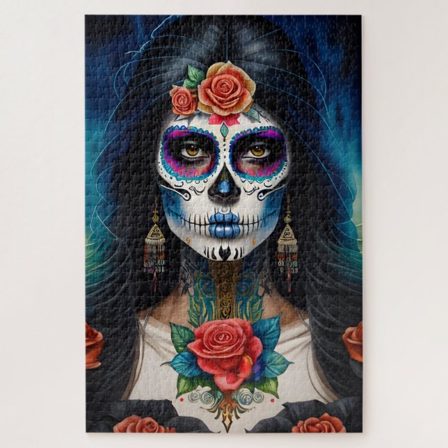 Sugar Skull Art - Embrace Dia de los Muertos Puzzle (Vertikal)