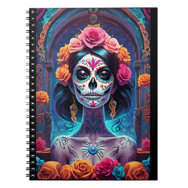 Sugar Skull Art - Embraise the Elegante Notizblock (Vorderseite)