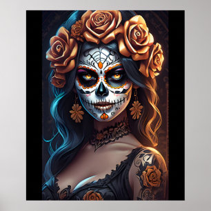Sugar Skull Art - Farbenfrohe Äußerungen Poster