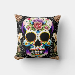 Sugar Skull Art - Farbenfrohe Erinnerung Kissen