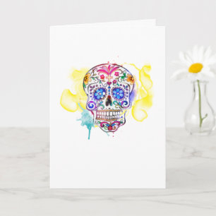 Sugar Skull Art farbenfrohe Feier NAME Karte