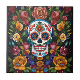 Sugar Skull Art - Farbenfrohe Traditionen Fliese