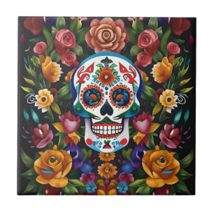 Sugar Skull Art - Farbenfrohe Traditionen Fliese