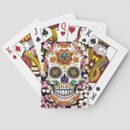 Sugar Skull Art - farbenfroher Tag der Toten Spielkarten