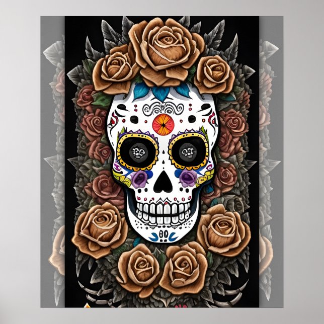 Sugar Skull Art - Feiern Sie mit lebhaften Farben Poster (Vorne)