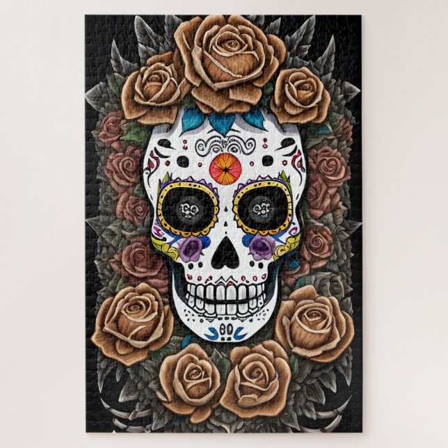 Sugar Skull Art - Feiern Sie mit lebhaften Farben Puzzle (Vertikal)
