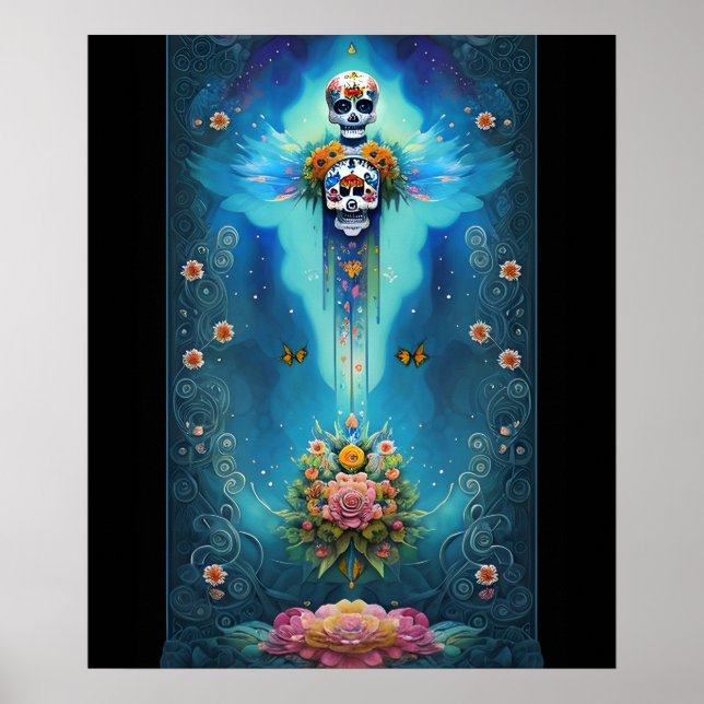 Sugar Skull Art-Festive Spirit Dia de los Muertos Poster (Vorne)