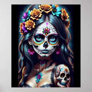 Sugar Skull Art - Fiesta of Colors Poster